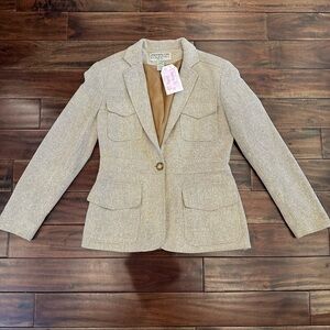 Vintage Jones New York Country Silk Blend Herringbone Riding Blazer Sz 4P